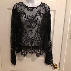 H&M Black Long Sleeve Lace Top